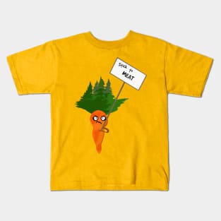 Carrot Protesting Stick to Meat Kids T-Shirt